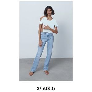 Zara straight leg mid rise jeans